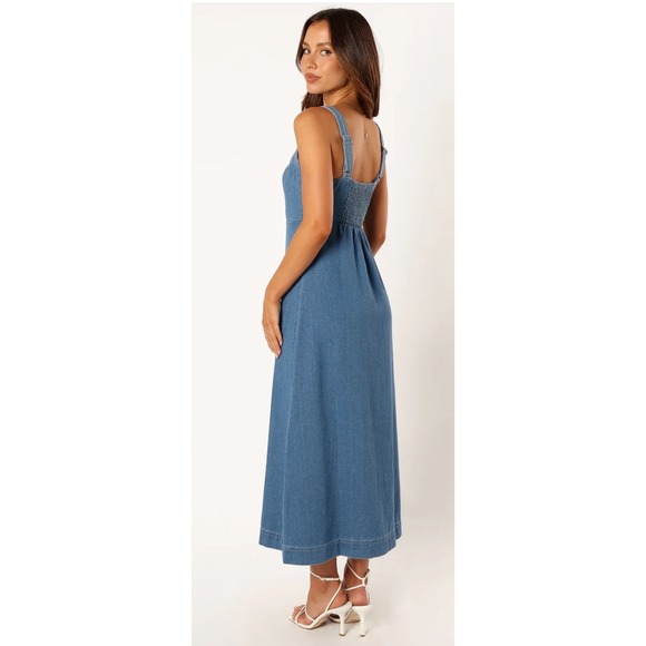 NEW Petal & Pub Denim Button Front Midi Dress Casual Jean Dress Sleeveless sz S - Picture 10 of 10